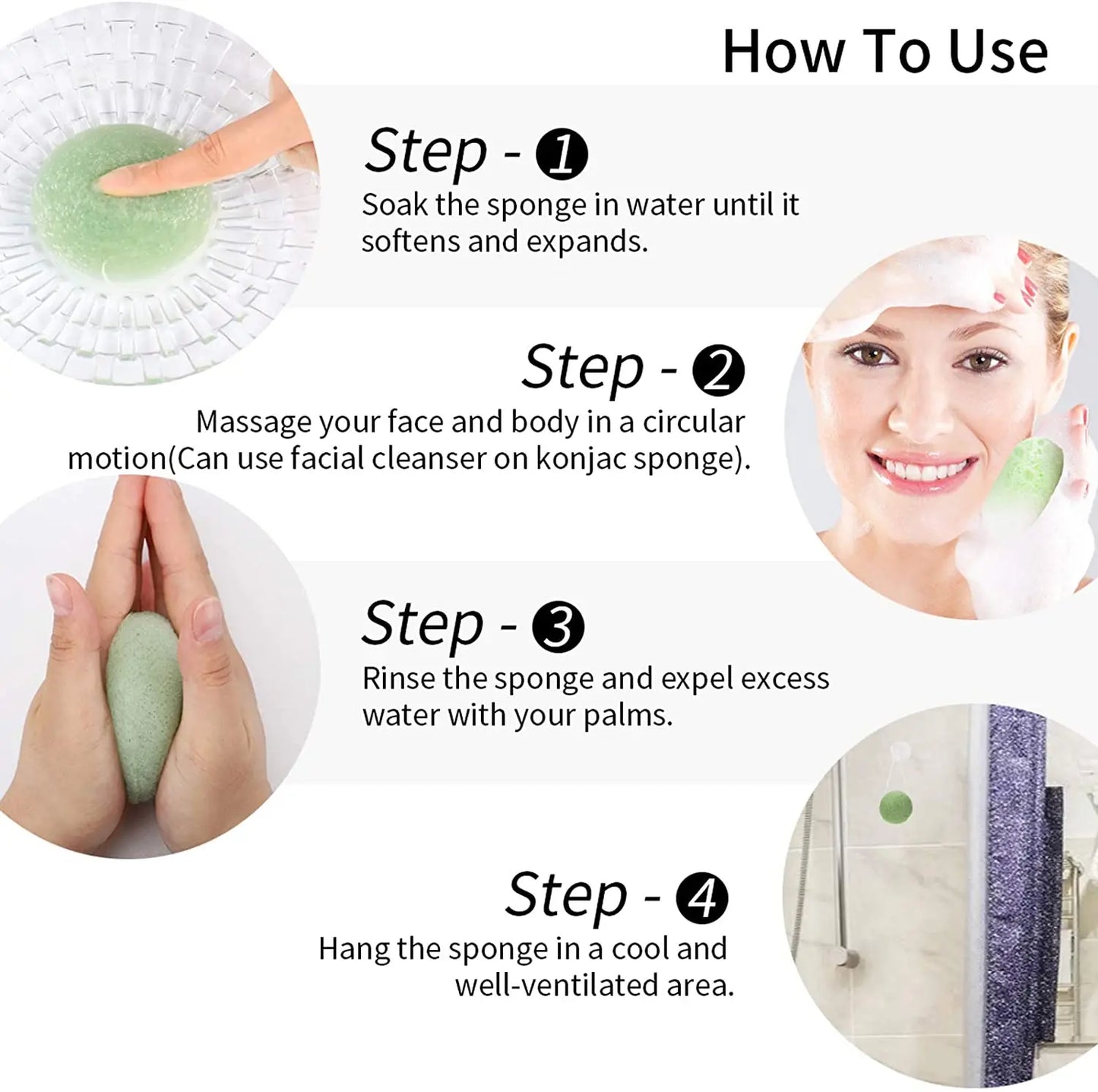 3pcs Konjac Facial Cleansing Sponge Set